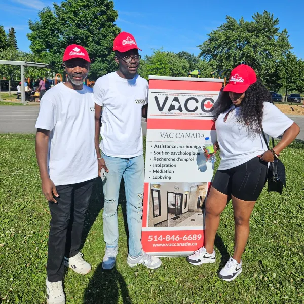 Les membres de VAC Canada réunis autour de la bannière de l’association